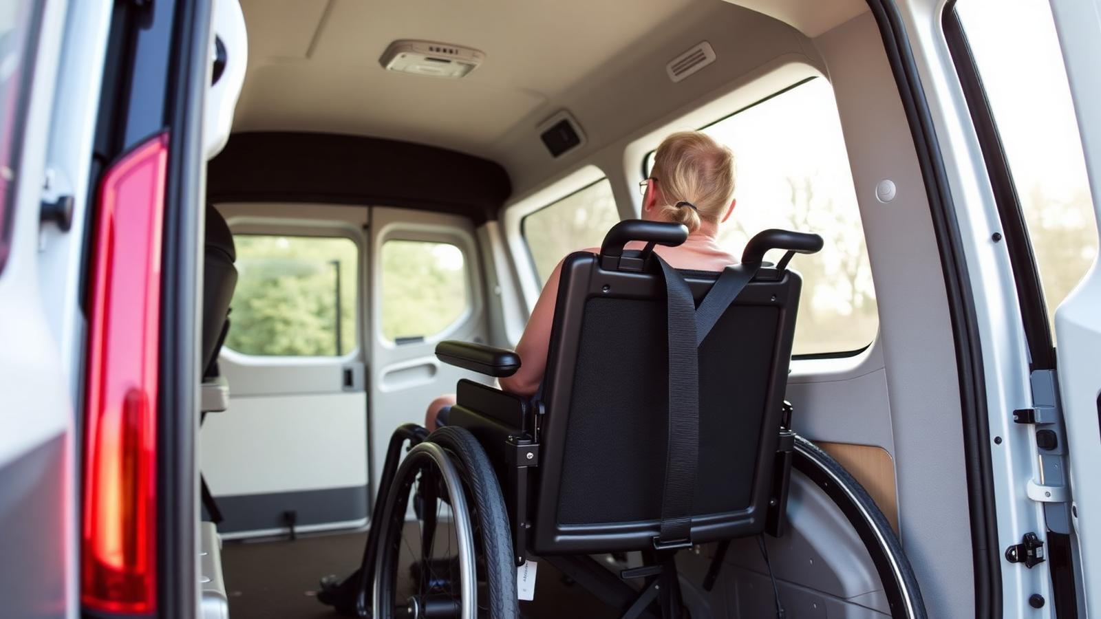 Sistemi di sicurezza e ancoraggio carrozzina su veicolo per trasporto disabili