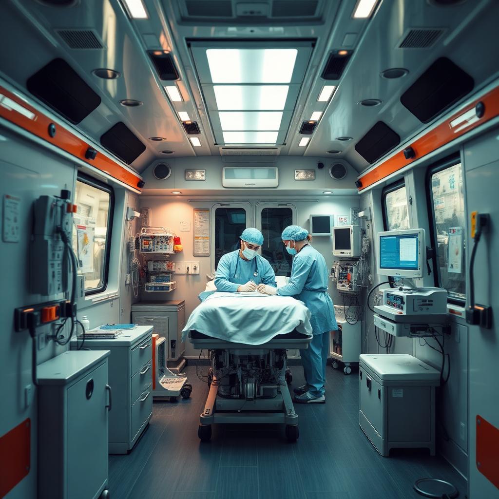 Centro mobile di rianimazione privato con medico anestesista e attrezzatura ICU per terapia intensiva mobile
