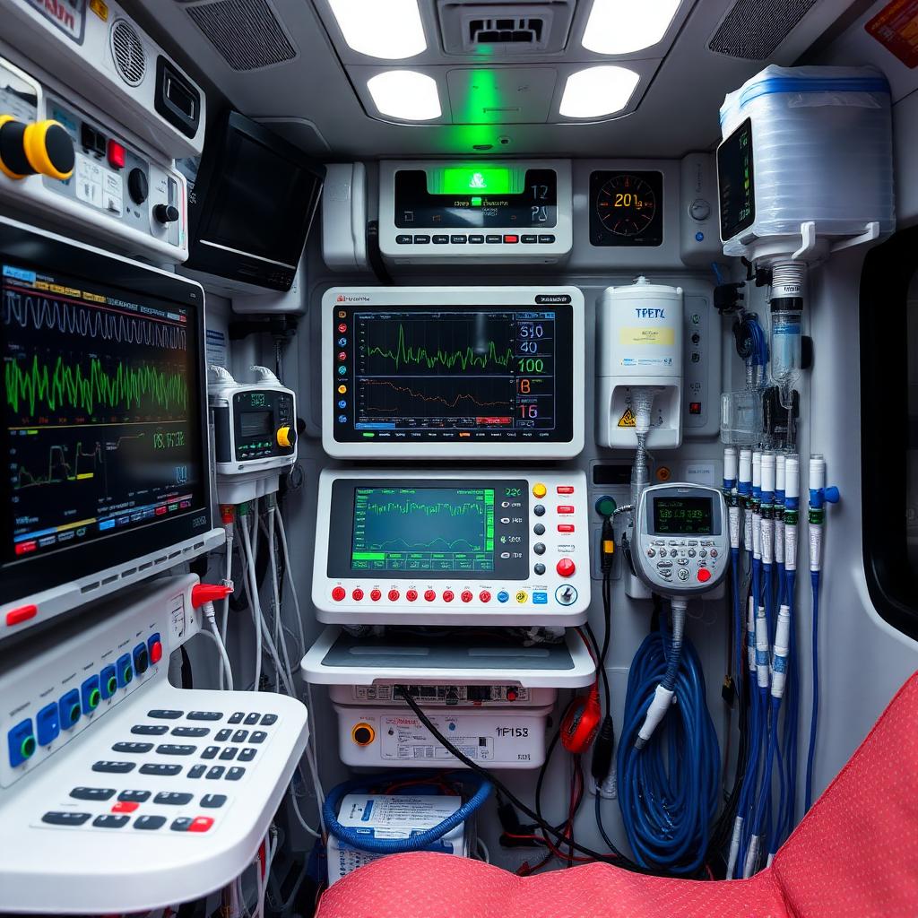 Dotazioni elettromedicali avanzate a bordo di un'ambulanza privata: monitor, defibrillatore e pompe infusionali