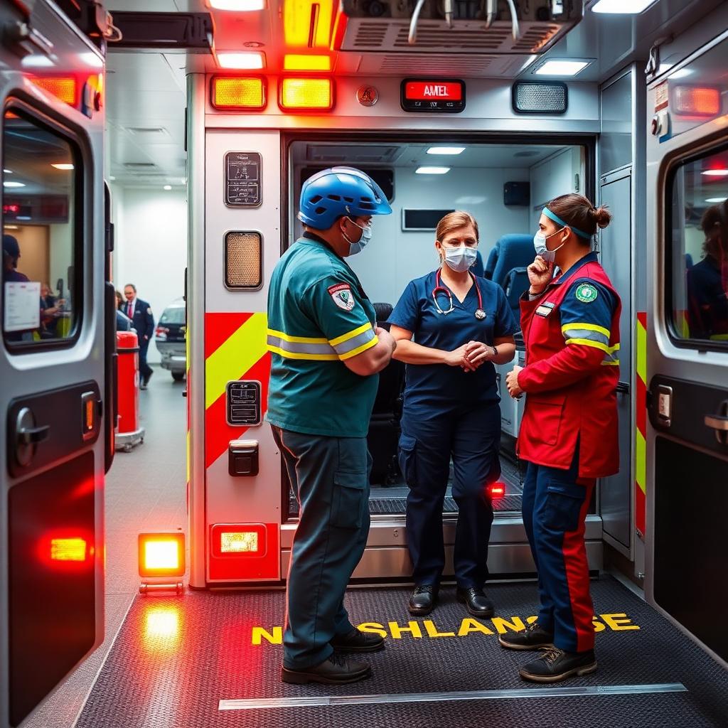 Cambio turno di equipe sanitaria a bordo di ambulanza privata per lunghe percorrenze