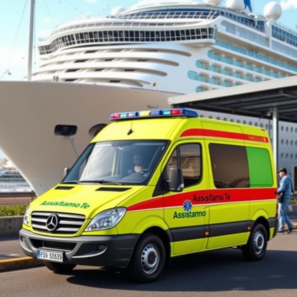 Ambulanza privata Assistiamo Te al porto crociere per trasferimento turista