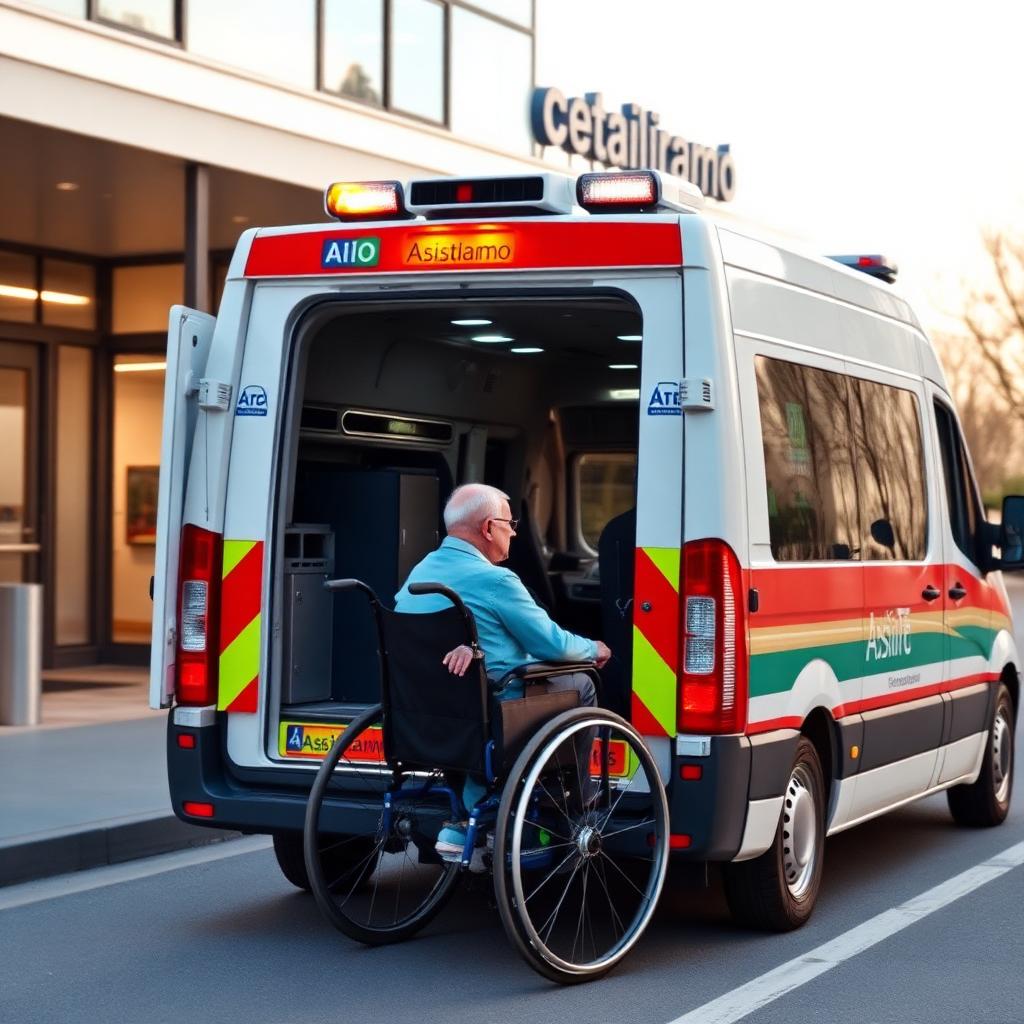 Ambulanza Assistiamo Te per trasporto programmato verso centro di riabilitazione